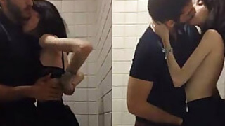 cute marina fraga fucking by her boyfriend in public bathroom