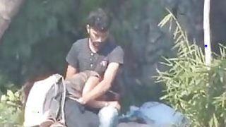 Indian outdoor couple Public BJ and fingers in broad daylight while people watching