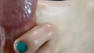 Lix Vixen Talented Single Foot Toejob Cum Footjob GreenToes Close up