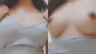 Sexy girl showing her tits for bf