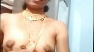 Aunt Telugu in traditional jewelry showing her tits and pussy