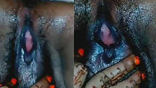 Woman hairy pussy fingering