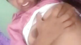 Horny Desi Indian Girl Pressing Her Own Breasts