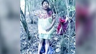 Tamil beauty masturbates topless tits morning show outdoors in the jungle, Desi MMC