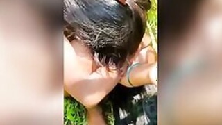 XXX show Desi Indian girl and boy fooling around on camera in the field