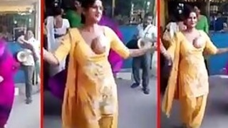 Stunning Indian aunt XXX dancing striptease with one of her boobs out