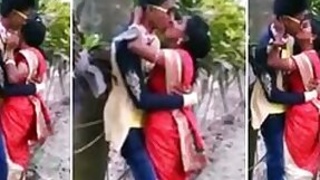 Old aunt making out with her own nephew outdoors. Desi XXX MMC sex