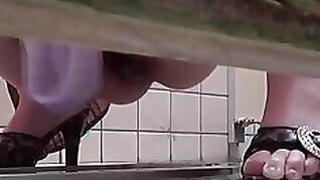 Pinup MILF caught on hidden cam is fucking his Japanese lover in public